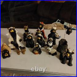 Bearfoots Nativity Set 13 pc Set Jeff Fleming Christmas Resin Bears see notes
