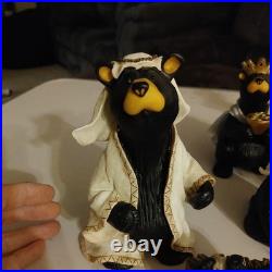 Bearfoots Nativity Set 13 pc Set Jeff Fleming Christmas Resin Bears see notes