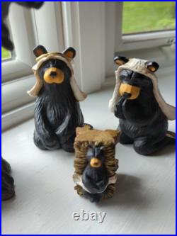 Bearfoots Nativity Set 7 pc Set #50410 Jeff Fleming Christmas Resin Bears withBox