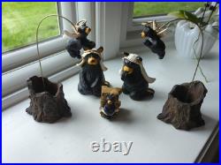 Bearfoots Nativity Set 7 pc Set #50410 Jeff Fleming Christmas Resin Bears withBox