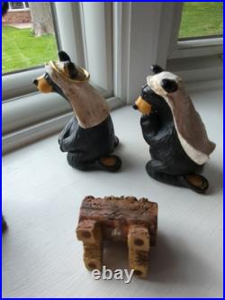 Bearfoots Nativity Set 7 pc Set #50410 Jeff Fleming Christmas Resin Bears withBox