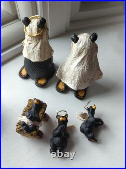 Bearfoots Nativity Set 7 pc Set #50410 Jeff Fleming Christmas Resin Bears withBox