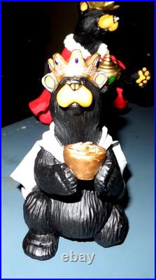 Bearfoots Nativity Set 7 pc Set Jeff Fleming Christmas Resin Bears