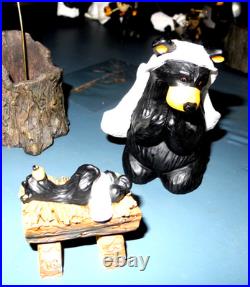 Bearfoots Nativity Set 7 pc Set Jeff Fleming Christmas Resin Bears