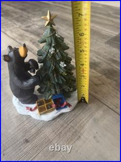 Bearfoots Preparing the Tree Bear Figurine Jeff Fleming 1992 Resin 7in Big Sky
