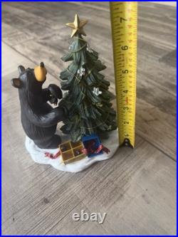 Bearfoots Preparing the Tree Bear Figurine Jeff Fleming 1992 Resin 7in Big Sky
