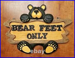 Bearfoots by Jeff Fleming Big Sky Carvers Bear Feet Only Sign Plaque Sculpture