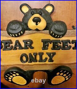 Bearfoots by Jeff Fleming Big Sky Carvers Bear Feet Only Sign Plaque Sculpture