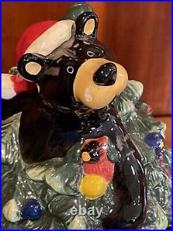 Bearfoots by Jeff Fleming Christmas Tree Bear Cookie Jar AS IS FLAWED