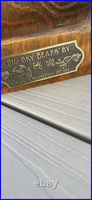 Big Sky Bear Carving Hand Carved Wood Sculpture Bear Fisherman Fish Cabin Art