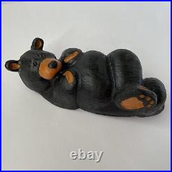 Big Sky Bears Carved Pine Jeff Fleming Lounging Relaxing Black Bear Figurine 10