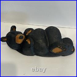 Big Sky Bears Carved Pine Jeff Fleming Lounging Relaxing Black Bear Figurine 10