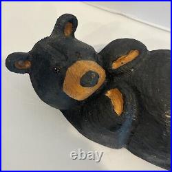 Big Sky Bears Carved Pine Jeff Fleming Lounging Relaxing Black Bear Figurine 10