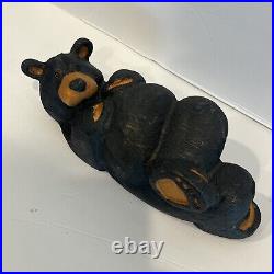 Big Sky Bears Carved Pine Jeff Fleming Lounging Relaxing Black Bear Figurine 10