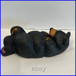 Big Sky Bears Carved Pine Jeff Fleming Lounging Relaxing Black Bear Figurine 10