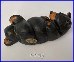 Big Sky Bears Carved Pine Jeff Fleming Lounging Relaxing Black Bear Figurine 10