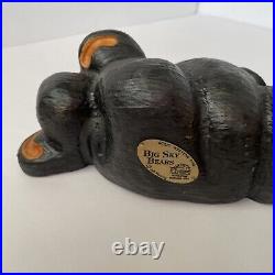 Big Sky Bears Carved Pine Jeff Fleming Lounging Relaxing Black Bear Figurine 10