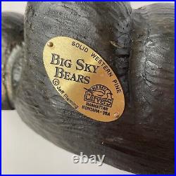 Big Sky Bears Carved Pine Jeff Fleming Lounging Relaxing Black Bear Figurine 10