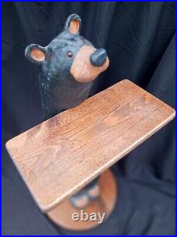 Big Sky Bears Carved Wood Bear Table Stand Pedestal 30x14 Jeff Fleming