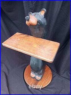 Big Sky Bears Carved Wood Bear Table Stand Pedestal 30x14 Jeff Fleming