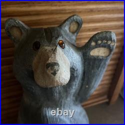 Big Sky Bears Jeff Fleming Wood Carved Bear Montana Gray Grizzly 12 inches