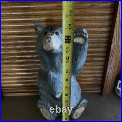 Big Sky Bears Jeff Fleming Wood Carved Bear Montana Gray Grizzly 12 inches