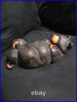 Big Sky Bears Jeff Flemming Solid Wood 11 Laying Down On Back Leg Crossed