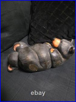 Big Sky Bears Jeff Flemming Solid Wood 11 Laying Down On Back Leg Crossed