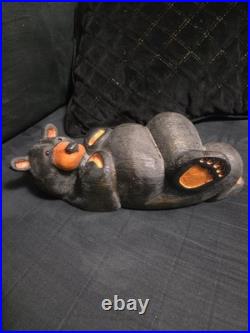 Big Sky Bears Jeff Flemming Solid Wood 11 Laying Down On Back Leg Crossed