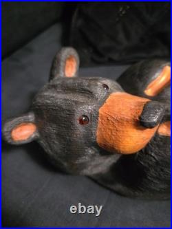Big Sky Bears Jeff Flemming Solid Wood 11 Laying Down On Back Leg Crossed