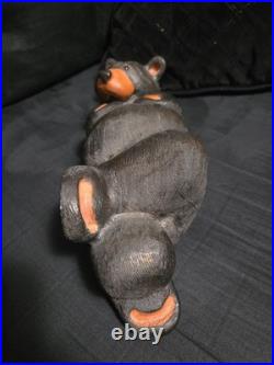 Big Sky Bears Jeff Flemming Solid Wood 11 Laying Down On Back Leg Crossed