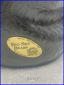 Big Sky Bears Solid Western Pine Jeff Fleming Montana USA Wood Carved Rustic