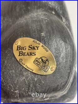 Big Sky Bears Solid Wood Jeff Fleming USA Wood Carved Bear Unique Stretching