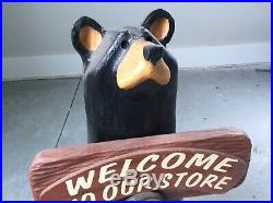 Big Sky Bears Wooden Bear Holding Sign. Used But Not Abused