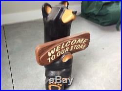 Big Sky Bears Wooden Bear Holding Sign. Used But Not Abused