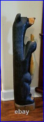 Big Sky Carvers 33 in Black Bear With Fish by Montana's Jeff Fleming-all Wood