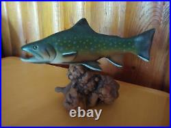 Big Sky Carvers B. Reel Brook Trout Burl Wood Carved Mini Fish Sculpture