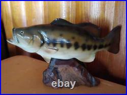 Big Sky Carvers B. Reel Large Mouth Bass Burl Wood Carved Mini Fish Sculpture