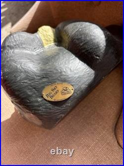 Big Sky Carvers Bear Fish 12 hand carved Wood MONTANA HANDMADE Hugging the fish