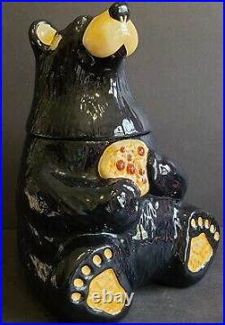 Big Sky Carvers Bear Foots Tabletop Ceramic Black Bear Cookie Jar Jeff Fleming