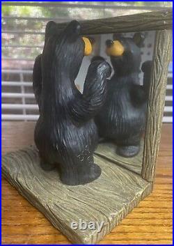 Big Sky Carvers Bearfoots Atlas and Jenny with Mirrors Can be bookends