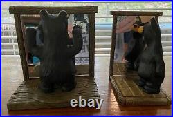 Big Sky Carvers Bearfoots Atlas and Jenny with Mirrors Can be bookends