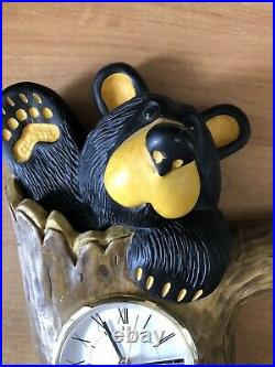 Big Sky Carvers Bearfoots Bear In Log Wall Clock Jeff Fleming Retired 13
