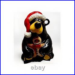 Big Sky Carvers Bearfoots Bear Santa Christmas Cookie Jar by Jeff Fleming