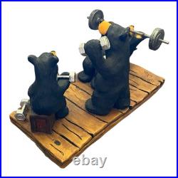 Big Sky Carvers Bearfoots Bears Pumping Iron Bear Statue By Jeff Fleming RARE