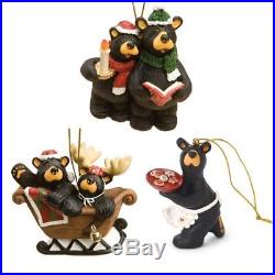 Big Sky Carvers Bearfoots Black Bear Christmas Holiday Fun Ornaments Set