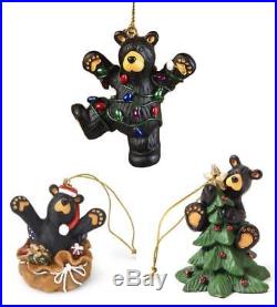 Big Sky Carvers Bearfoots Black Bear Christmas Tree Fun Ornaments Set