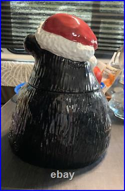 Big Sky Carvers Bearfoots Black Bear Cookie Jar By Jeff Fleming Santa Hat