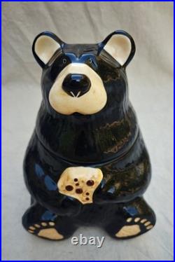 Big Sky Carvers Bearfoots Black Bear Cookie Jar Holding Cookie Jeff Fleming 14