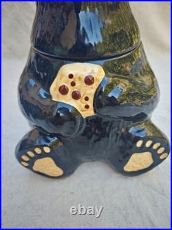 Big Sky Carvers Bearfoots Black Bear Cookie Jar Holding Cookie Jeff Fleming 14